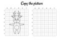 Copy the picture. Draw by grid. Coloring book pages for kids. Handwriting practice, drawing skills training. Education developing Royalty Free Stock Photo