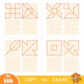 Copy the picture, education game for children. Draw geometric and natural ornaments