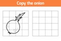 Copy the picture. Fruits and vegetables, onion