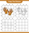 Copy the picture, copy the picture of Golf Gloves using grid lines. Educational children game, printable worksheet, vector