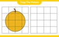 Copy the picture, copy the picture of Honey Melon using grid lines. Educational children game, printable worksheet, vector