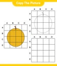Copy the picture, copy the picture of Honey Melon using grid lines. Educational children game, printable worksheet, vector