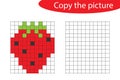 Copy the picture, pixel art, strawberry cartoon, drawing skills training, educational paper game for the development of