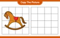 Copy the picture, copy the picture of Rocking Horse using grid lines. Educational children game, printable worksheet, vector Royalty Free Stock Photo