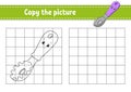 Copy the picture. Spaghetti spoon. Coloring book pages for kids. Education developing worksheet. Game for children. Handwriting