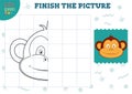 Copy picture vector illustration. Complete and coloring game for preschool and school kids