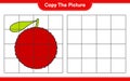 Copy the picture, copy the picture of Yumberry using grid lines. Educational children game, printable worksheet, vector