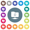 Copy remote file on FTP flat white icons on round color backgrounds