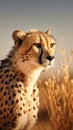 Copy space accentuates a cheetahs presence in the arid desert Royalty Free Stock Photo