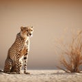 Copy space accentuates a cheetahs presence in the arid desert Royalty Free Stock Photo