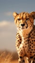 Copy space accentuates a cheetahs presence in the arid desert Royalty Free Stock Photo