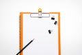 Copy space blank paper A4 and pencil and back binder clip on tab Royalty Free Stock Photo