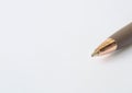 Copy space - Closeup of signature pen on white notepad with customizable space for text or ideas Royalty Free Stock Photo