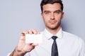 Copy space on his business card. Royalty Free Stock Photo