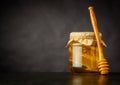 Copy Space of Honey Jar with Dripper Royalty Free Stock Photo