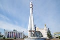 Copy of space launch vehicle `Vostok` at the pavilion `Space` at VDNKH in Moscow, Russia