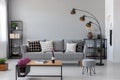 Copy space on the real photo of industrial living room Royalty Free Stock Photo