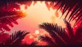 Copy space of silhouette tropical palm tree with sun light on sunset sky and cloud abstract background. Summer vacation Royalty Free Stock Photo