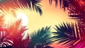Copy space of silhouette tropical palm tree with sun light on sunset sky and cloud abstract background. Summer vacation and nature Royalty Free Stock Photo