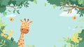 copy space, simple vector illustration, cartoon style, Baby Shower Greeting Card with cute Giraffe boy. Royalty Free Stock Photo