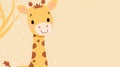 copy space, simple vector illustration, cartoon style, Baby Shower Greeting Card with cute Giraffe boy. Royalty Free Stock Photo