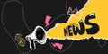 Copy space template for pop collage, news. Megaphone and space for text inscription. Vector advertisement Royalty Free Stock Photo