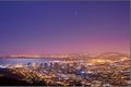 Copy space with twilight night sky over the view of a coastal city seen from Signal Hill in Cape Town South Africa Royalty Free Stock Photo