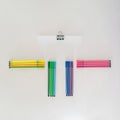 copy space white with vibrant felt pens in a colorful row on a white background.school desk design Royalty Free Stock Photo