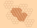 Geometric design featuring an array of hexagons on a light brown background. Royalty Free Stock Photo