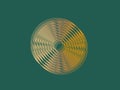 Hypnotic Golden Vortex: Abstract Concentric and Warped Lines Forming an Off-Center Circle on a Deep Teal Green Background Royalty Free Stock Photo