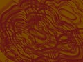 A complex abstract pattern composed of wavy, interwoven lines in a deep brown color over a mustard yellow background. Royalty Free Stock Photo