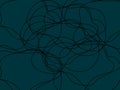 An abstract pattern featuring intertwined, wavy black lines on a dark teal background. Royalty Free Stock Photo