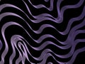 Wavy lavender lines flow across a black background, creating an abstract, fluid pattern. Royalty Free Stock Photo