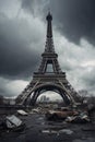 Dystopian Paris: Eiffel Tower Amidst Debris