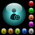 Copy user account icons in color illuminated glass buttons