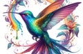 Artistic Hummingbird in Rainbowcore Royalty Free Stock Photo