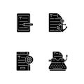 Copy writing black glyph icons set on white space