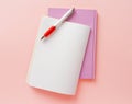 Copybook Mockup, Pink Notebook on Office Desk with Copy Space for Text, Moleskin Template Royalty Free Stock Photo