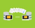 Copying files process. Files transfer between devices. Import or export data from another database