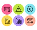 Copyright, Call center and Pyramid chart icons set. Strategy, Reject certificate and E-mail signs. Vector