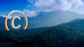 Copyright concept, author rights and patented intellectual property, Copyright Symbol Protection Sign on beautiful nature scenery Royalty Free Stock Photo