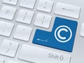 Copyright concept on button of white computer keyboard. Royalty Free Stock Photo