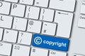 Copyright concept PC computer keyboard 3d illustration Royalty Free Stock Photo