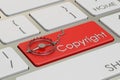 copyright concept with trap, on the computer keyboard 3D rendering Royalty Free Stock Photo