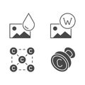 Copyright flat glyph icons. Vector illustration included icon as watermark stamp, silhouette pictogram of image with