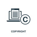 Copyright icon. Monochrome sign from content marketing collection. Creative Copyright icon illustration for web design Royalty Free Stock Photo