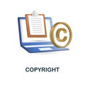 Copyright icon. 3d illustration from content marketing collection. Creative Copyright 3d icon for web design, templates Royalty Free Stock Photo