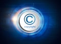 Copyright icon on digital background