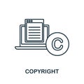 Copyright icon. Line element from content marketing collection. Linear Copyright icon sign for web design, infographics Royalty Free Stock Photo