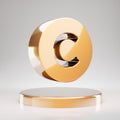 Copyright icon. Yellow Gold Copyright symbol on golden podium